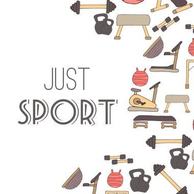 Spor salonu öğelerinin düz tasarım illüstrasyon vektör ayarla