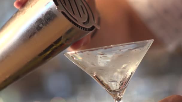 Barkeeper bereitet Cocktail an der Bar zu — Stockvideo