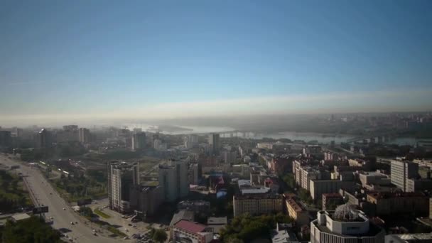 A légi felvétel a város Novoszibirszk — Stock videók