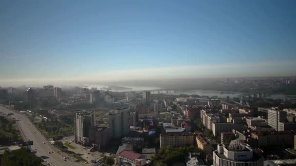 Letecký pohled na město Novosibirsk — Stock video