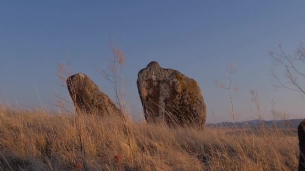 Ритуальные древние камни Хакаски — стоковое видео
