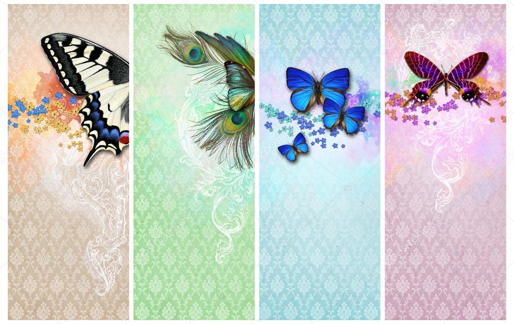 Vintage shabby chic background with butterfly