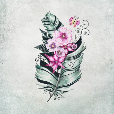 Tüy ve çiçek resimde arka plan