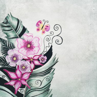 Tüy ve çiçek resimde arka plan