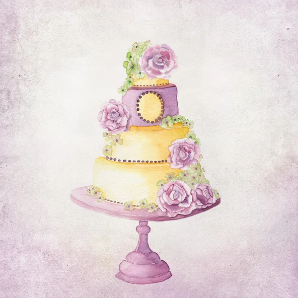 Gâteau de Mariage Illustration, Fond — Photo