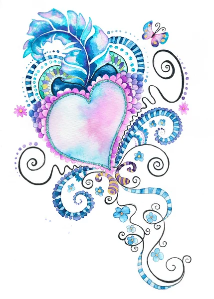 Heart & Feather Background Illustration — Stock Photo, Image
