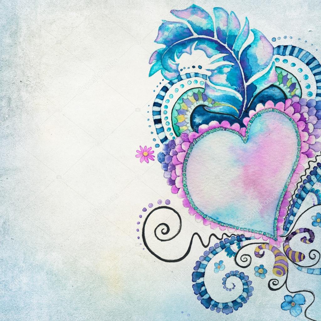 Heart & Feather Background Illustration