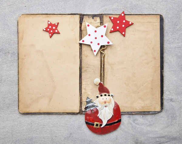 Sfondo in legno con decorazione natalizia — Foto Stock