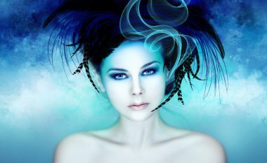 renkli resimdeki güzel kadın