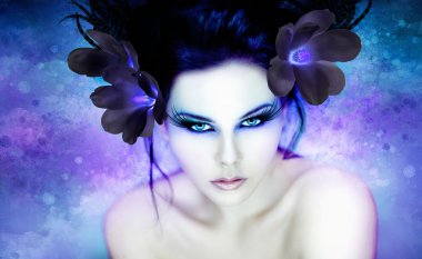 renkli resimdeki güzel kadın