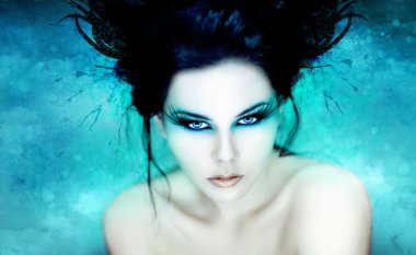 renkli resimdeki güzel kadın