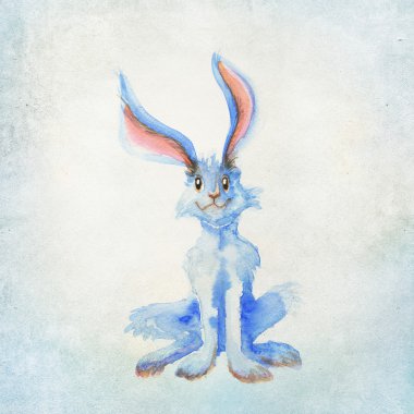 mavi tavşan, handpainted aqua renkler ile