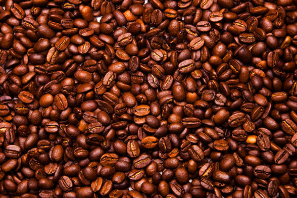 coffee beans background, many coffee beans close up