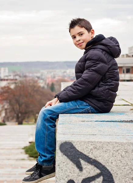 Child, sitting on stair — Stock Photo, Image