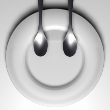 kaşık bir plaka üzerinde