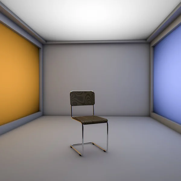 Cadeira de madeira em uma caixa de luz — Fotografia de Stock