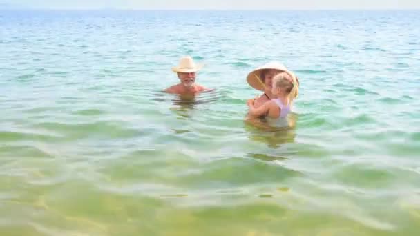 Abuelo, madre e hija pequeña — Vídeos de Stock