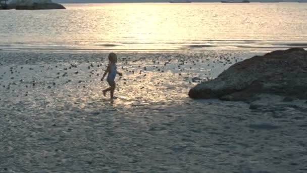 Kis lány a strandon — Stock videók