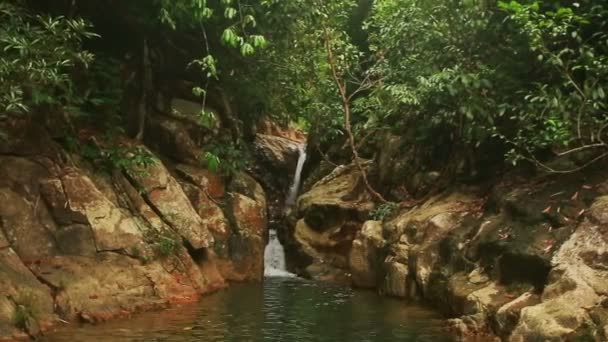 Panorama över litet vattenfall — Stockvideo