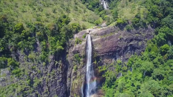 Alto Diyaluma cae en acantilado empinado en la selva verde salvaje — Vídeos de Stock