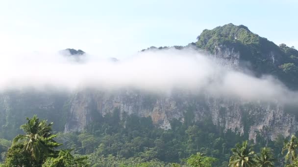 Wolken schweben über tropischen Bergen — Stockvideo