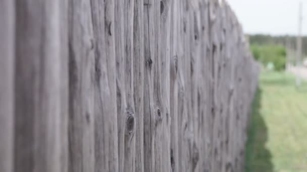 Деревянный забор в деревне — стоковое видео