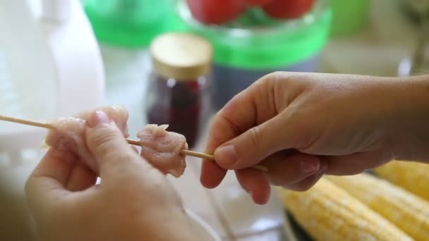 Крокодиловые кебабы — стоковое видео