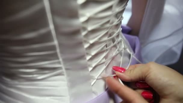 Krajkový korzet na nevěsta — Stock video