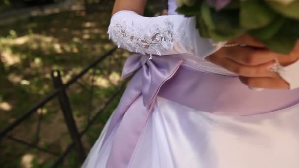 Sposo abbraccia la vita della sposa — Video Stock