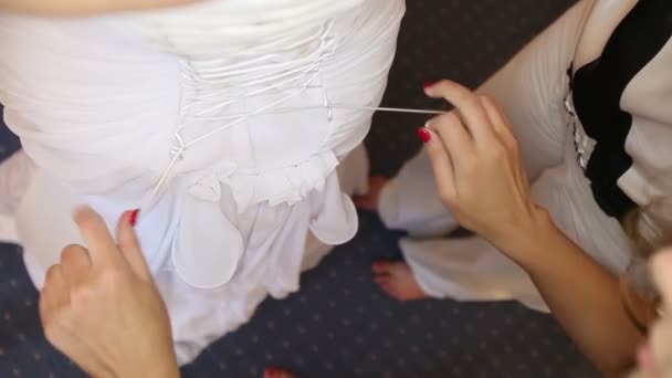 Corsetto sposa stretto — Video Stock