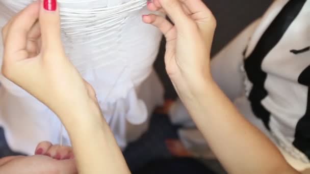 Tightened bride corset — Stock Video