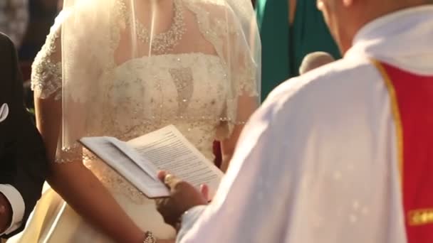 Индийский жених и кавказская невеста — стоковое видео