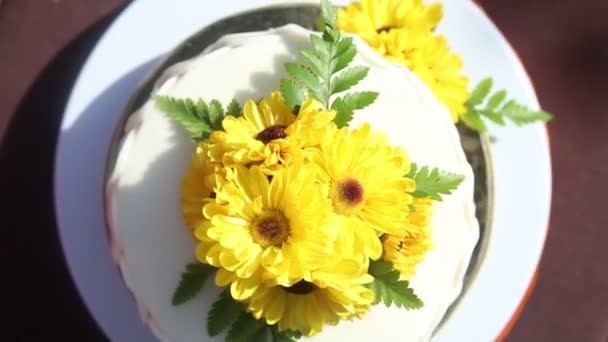 Torta cremosa bianca — Video Stock