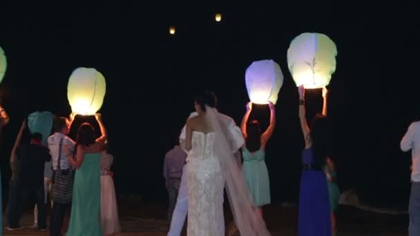 Chinese lantaarns op bruiloft — Stockvideo