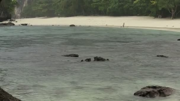 Pluie tropicale sur la plage de l'île 