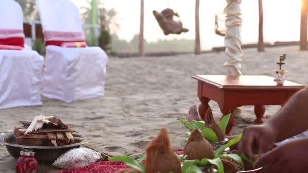 Brahmins preparando la boda india — Vídeos de Stock