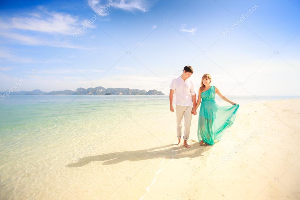 Asian couple on honeymoon