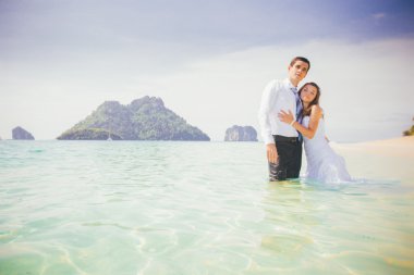 Gelin ve damat tropik deniz