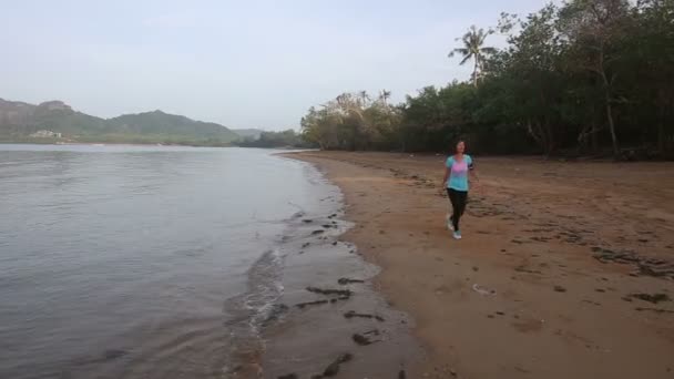 Dziewczyna spaceru na plaży — Wideo stockowe