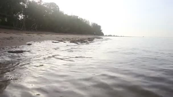 在海滩上奔跑的女孩 — 图库视频影像