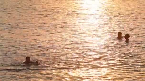 Люди плавают в море — стоковое видео
