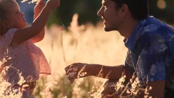 Father shows daughter field — Stock Video