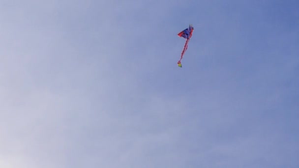 Weergave van het vliegen vliegers tegen hemel — Stockvideo