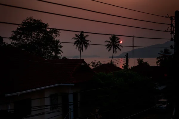 Fios elétricos ao nascer do sol — Fotografia de Stock