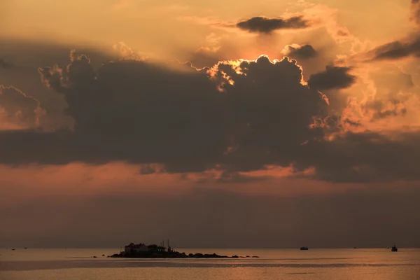 Sunrise above sea and island — Stock Photo, Image