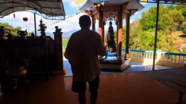 Pagoda fotoğraf peyzaj Vietnam dışarı yaşlı adam gider