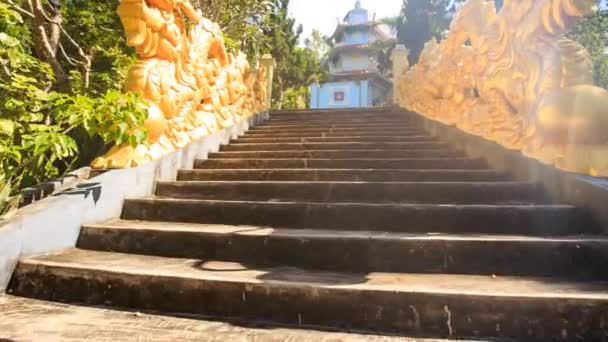 Stenen trappen van Vietnamese pagode — Stockvideo