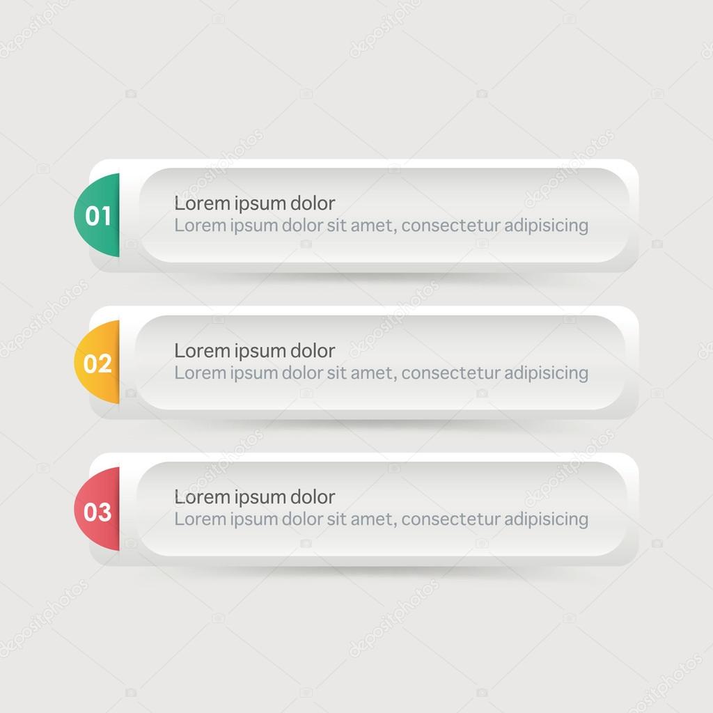 Vector steps, progress banners with colorful tags.