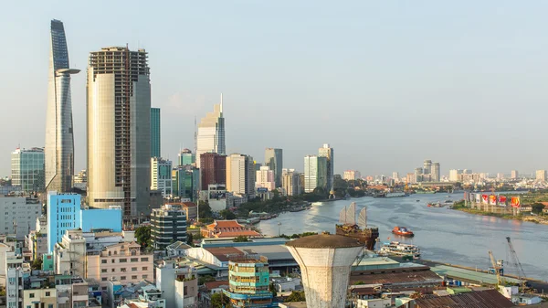 Felülnézet Saigon-folyó — Stock Fotó