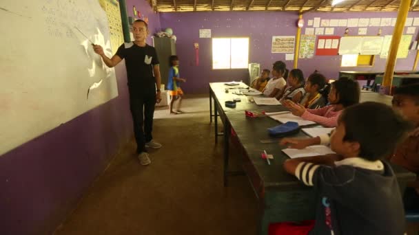 Niños en clase en la escuela — Vídeo de stock